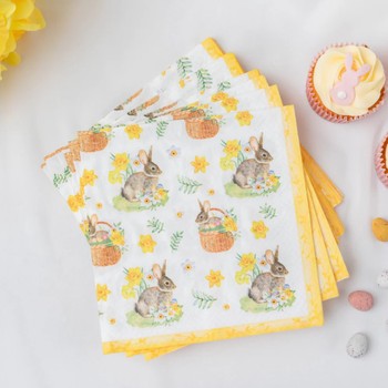 BUNNY IN A BASKET PAPER NAPKINS