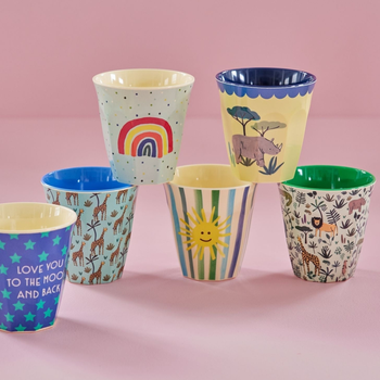 RICE BLUE FUNKY PRINT CUPS