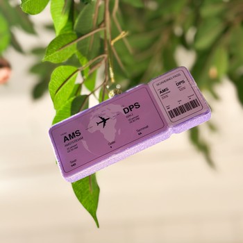 Boardingpass Amsterdam - Bali Kerstornament