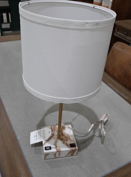 Tilbury faux marble & usb table lamp