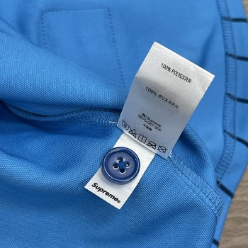 FW18 Supreme Vertical Logo Baseball Jersey Blue/Yellow - view 5