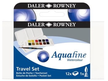 Daler Rowney - Aquafine Watercolour 12 Half Pan Travel Set - D131900001