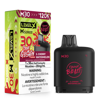 Level X Flavour Beast Sour Gushin' Series M30 120K Pod - S. Cherry Watermelon
