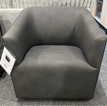 Wells Nubuck Leather Swivel Chair, Gray