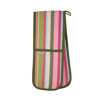 RECYCLED STRIPE DOUBLE OVEN GLOVE - GREEN