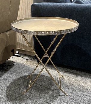 ROUND GOLD FOLDING TRAY TABLE