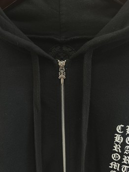 Chrome Hearts Vertical Logo Zip Up Hoodie Black/White • Pre-Owned [9869] - view 3