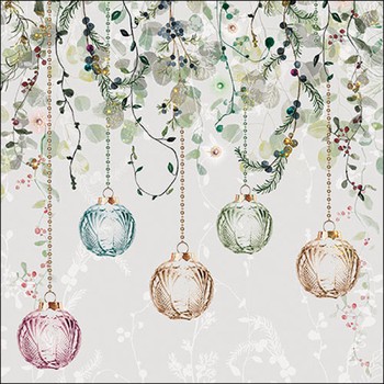 FLORAL CHRISTMAS GREY PAPER NAPKINS