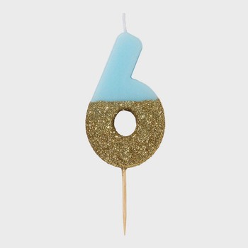 Talking Tables - number six blue glitter candle – BDAY – candle – BLU – six