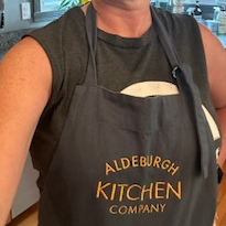 EMBROIDERED ALDEBURGH KITCHEN COMPANY - INK BLUE COTTON APRON