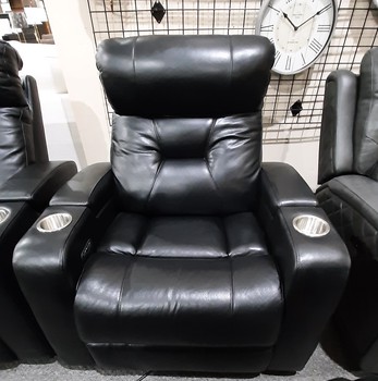 Bronston Leather Theater Power Recliner with Power Headrest, Black