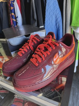 Nike Air Force 1 Low Patent Leather Dark Team Red Safety Orange • Pre-Owned [7424] - view 2