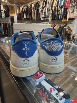 Air Jordan 1 Retro Low Original SP Fragment  x Travis Scott Sail Military Blue • Pre-Owned [1140] - view 3
