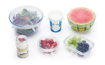 CLEAR SILICONE STRETCHY LIDS - PACK OF 6