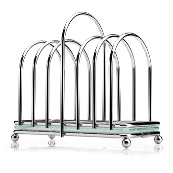 CHROME TOAST RACK WITH GLASS BASE