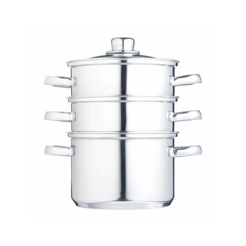 STEAMER SET 18CM 3 TIER STAINLESS STEEL