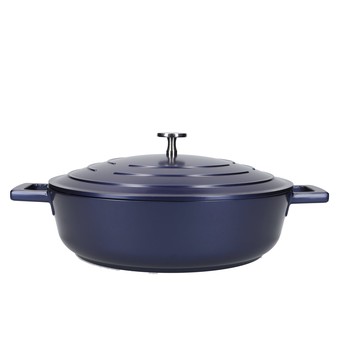 MASTERCLASS NON STICK SHALLOW CASSEROLE - 28CM/4 LITRE - METALLIC BLUE