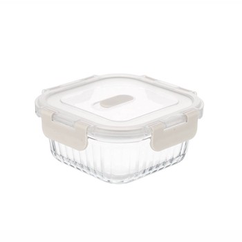 FLOW & CARE SQUARE GLASS CONTAINER WITH LID - 800ML