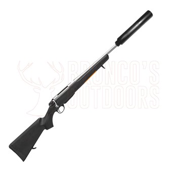Tikka T3x Lite Stainless Left Hand .223 1-8 18" Threaded + DPT MK2 14x1 .22 Cal OB Suppressor