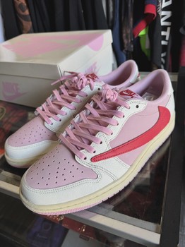 Air Jordan 1 Retro Low Original SP Travis Scott Sail Tropical Pink • Pre-Owned [7693] - view 2