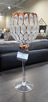 Rose Gold Glass Candle Holder / Medium