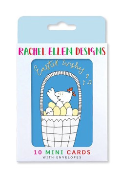 Rachel Ellen -Easter pack of 10 - Easter Wishes/Hen  Basket & Eggs-EFNOPK05