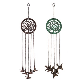 Cast Aluminum Wind Chime - Tree of Life with Birds
