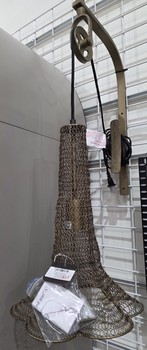 Antique Brass Pulley Wall Lamp w/Wire Shade