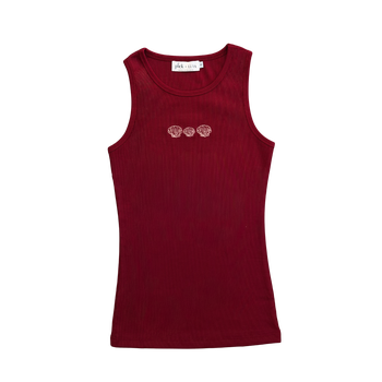 Luna top - Embroidery Shell Red