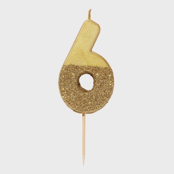 Talking Tables - number six gold glitter candle – BDAY – candle – GLD – six