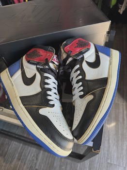 Air Jordan 1 Retro High Original SP Fragment  x Union LA Varsity Red Sport Royal Blue • Pre-Owned [5792] - view 2