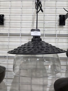 Black Metal and ClearGlass Cone Shaped Pendant