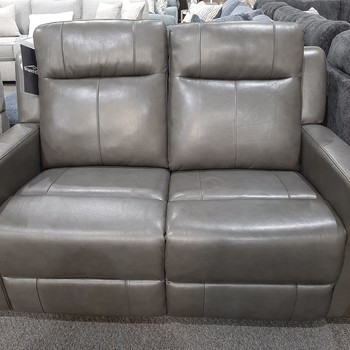 Rhodes Leather Manual Reclining Loveseat, Grey