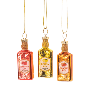 'FLAVOURED MINI GIN' BAUBLE DECORATIONS - SET OF 3