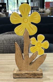 Enameled Mango Wood Figure DUAL YELLOW LARGE