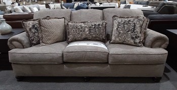 Freemont Pewter Sofa with throw pillows