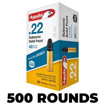 Aguila Subsonic 40gr solid point .22 ammo 500rnds 1025 fps