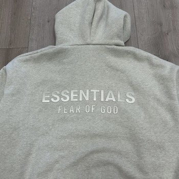 Fear of God Essentials Full Zip Hoodie 'Heather Stone' • Pre-Owned [9784] - view 9