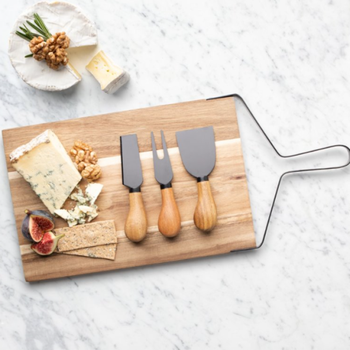 ACACIA CHEESE BOARD AND KNIFE SET - 3 PIECE SET
