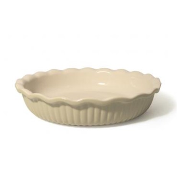CLASSIC GLAZED FLUTED PIE DISH - CREAM