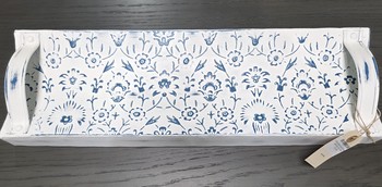 White & Blue Metal Embossed Wall/Table Tray / Small