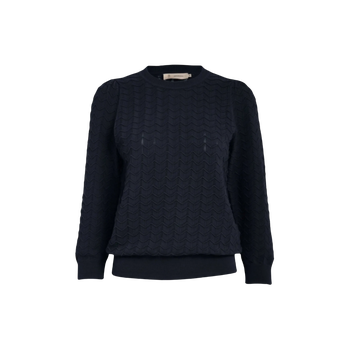 Rosalia Puff Sleeve Knit Pullover · Sky Captain