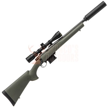 Howa Mini 450 Bushmaster Blued HB 16¼" Threaded Green + GamePro 3-9x40 + DPT Mini Suppressor + Baffle
