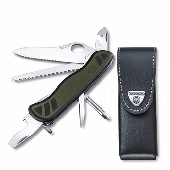 Victorinox Soldier Green/Black + Victorinox 111mm Leather Belt Pouch