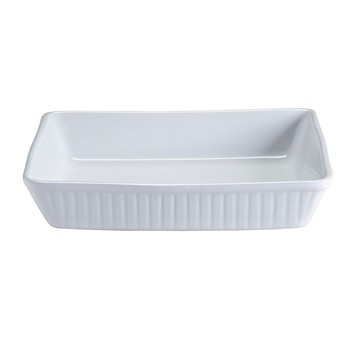 RECTANGULAR WHITE CERAMIC ROASTING DISH