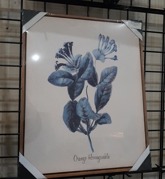 Hand Painted Canvas in Foil Frame (blue floral)