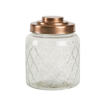 LATTICE GLASS JAR WITH COPPER FINISH LID -  2.6 LITRES