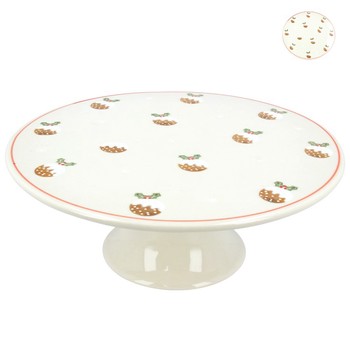 CHRISTMAS PUDDING CERAMIC CAKE STAND