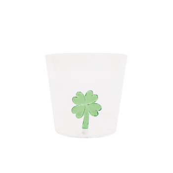 Drinkglas - klavertje vier groen