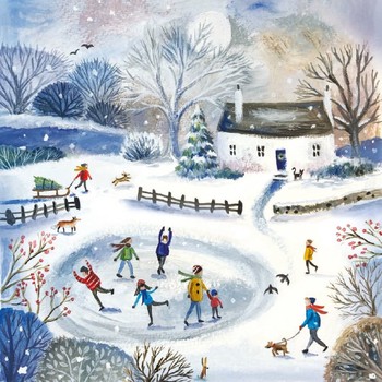 Museums & Galleries - Charity Xmas Cards PK8 - Skating on the Pond - BHEX210